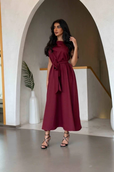 Burgundy Crepe Dress IB1066